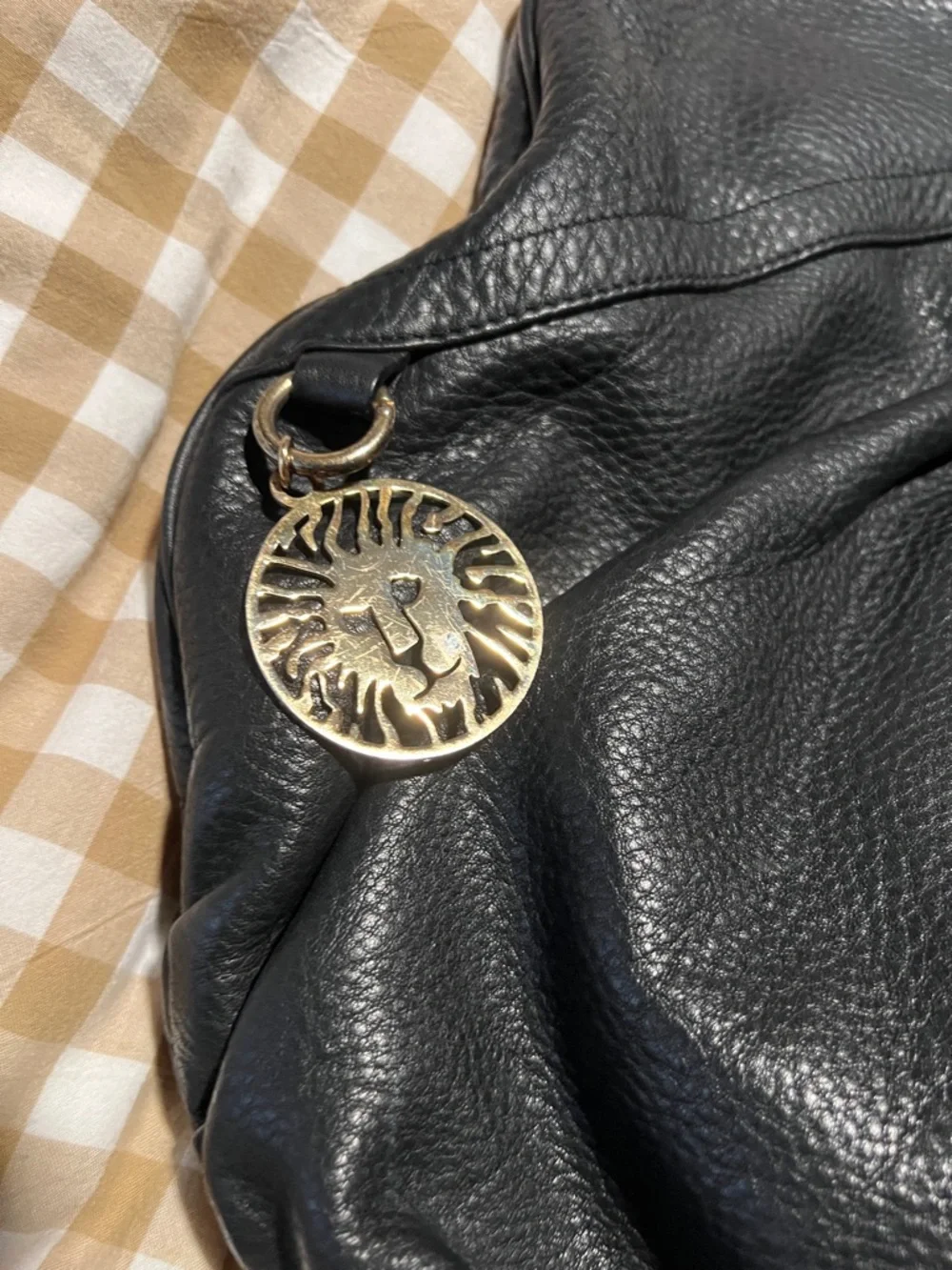 Anne Klein Black Pebbled Leather Hobo Bag